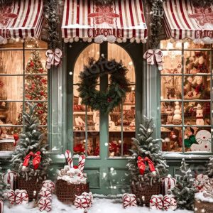 Photograph background of a Christmas themed shop front