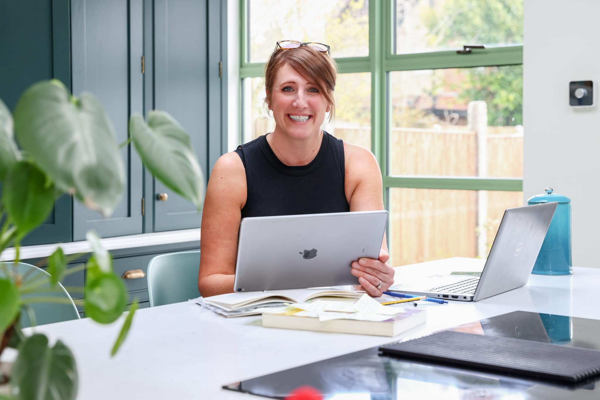 Small business owner photographed in her workspace