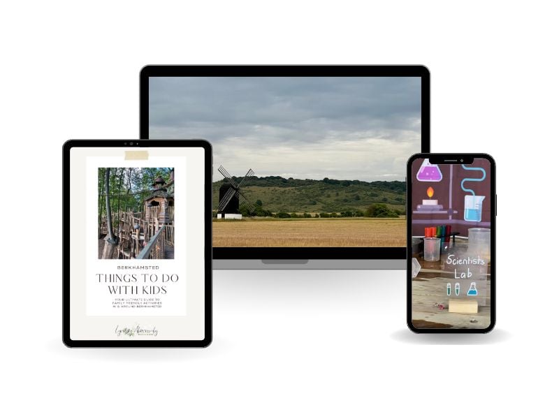 Image showing the things to do with kids near berkhamsted lead magnet displayed on a phone, laptop and ipad