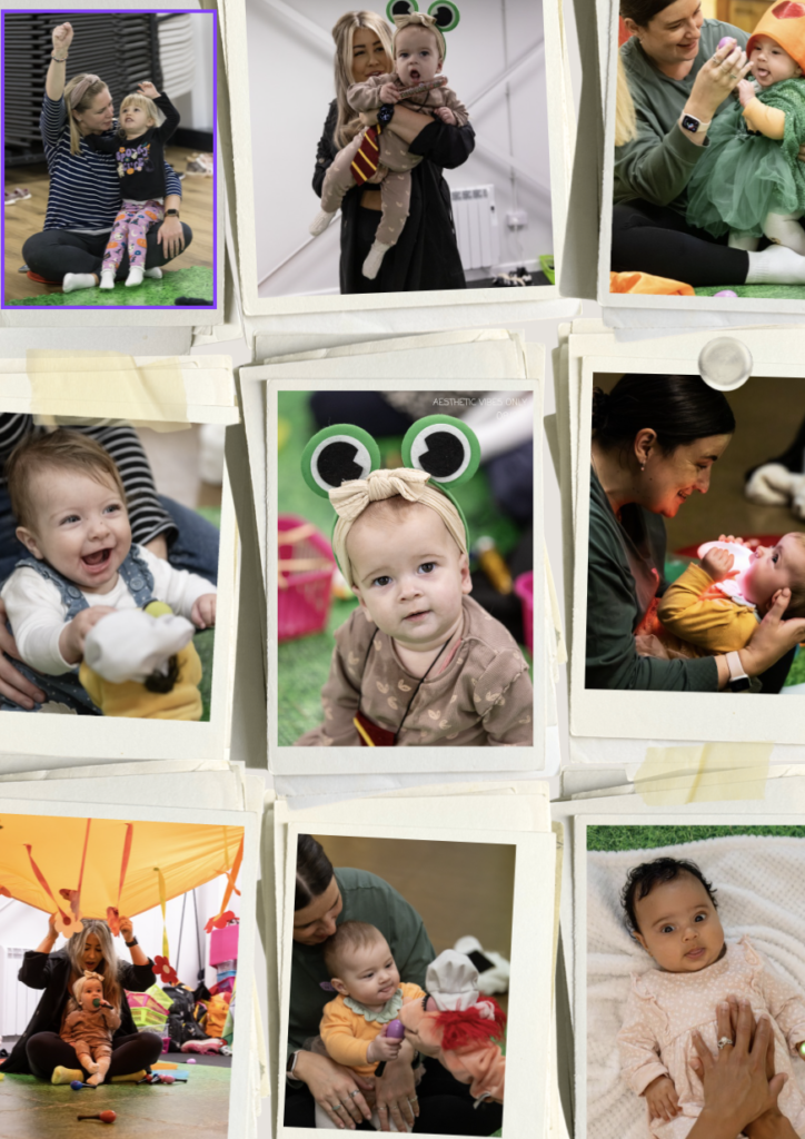 Collage of photos of babies & children enjoying Hartbeeps Chiltern